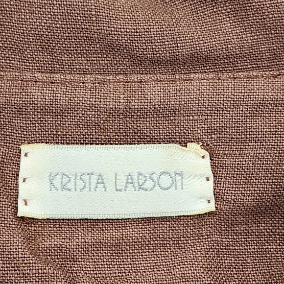 Krista Larson Women's Vintage 100% Linen Peplum Button Front Top - OS - Picture 4 of 7